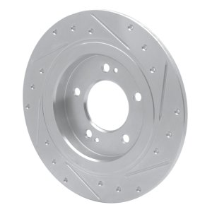 Hyundai SONATA Brake Rotor (1) - Rear Left - R1 Concepts - Drilled & Slotted - Silver - `13-`25